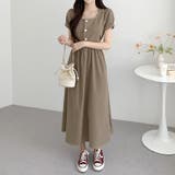 ライトブラウン | 半袖スクエアネックラインワンピース | Ulysses