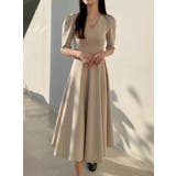 ベージュ | 半袖Vネックワンピース | Ulysses