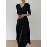 ブラック | 半袖Vネックワンピース | Ulysses