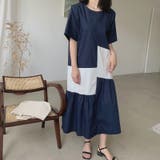 ブルー | 切り替え半袖ワンピース | Ulysses