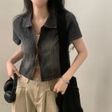 ブラック | 半袖ショートデニムシャツ | Ulysses