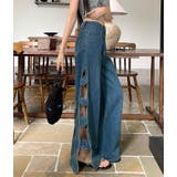 フラワースリットデニムワイドレッグ | Ulysses | 詳細画像1 