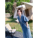 Vネックシングルブレスト半袖デニムワンピース | Ulysses | 詳細画像4