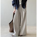 ベージュ | ストライプワイドパンツ | Ulysses