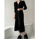 ブラック | ボタンダウンニットワンピース | Ulysses