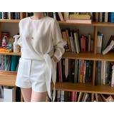 ホワイト | リボン長袖トップス | Ulysses