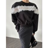 ブラック | レース切り替え長袖トレーナー | Ulysses