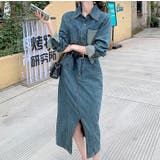 ベルト付きデニムスリット長袖ワンピース | Ulysses | 詳細画像3 