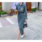 ベルト付きデニムスリット長袖ワンピース | Ulysses | 詳細画像7 