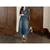 ベルト付きシングルブレストデニム長袖ワンピース | Ulysses | 詳細画像1 