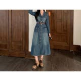 ベルト付きシングルブレストデニム長袖ワンピース | Ulysses | 詳細画像2 