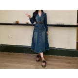 ベルト付きシングルブレストデニム長袖ワンピース | Ulysses | 詳細画像3 