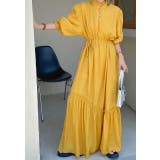 イエロー | リボンスタンドカラー長袖ワンピース | Ulysses