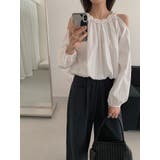 ホワイト | オフショルダー長袖ショートトップス | Ulysses