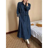 ブルー | デニムリボン長袖ワンピース | Ulysses