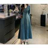 ブルー | デニムシングルブレスト長袖ワンピース | Ulysses