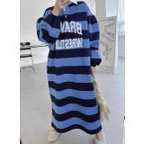 ブルー | オーバーサイズロゴスウェット襟付きスウェットワンピース | Ulysses