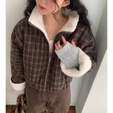 ブラウン | チェック柄羊羔毛ジャケット | Ulysses