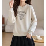 ベージュ | 刺繍クルーネックトレーナー | Ulysses