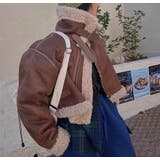 ブラウン | 鹿の毛皮の綿毛羊羔毛ショートジャケット | Ulysses