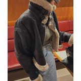 ブラック | 鹿の毛皮の綿毛羊羔毛ショートジャケット | Ulysses