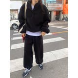 ブラック | 襟付き羊羔毛トップスワイドパンツセットアップ | Ulysses