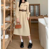 ベージュ | 配色長袖ワンピース | Ulysses