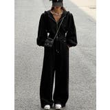 ブラック | パーカーショートジャケットワイドパンツセットアップ | Ulysses