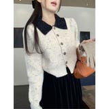 カラーコントラストの襟付きカーディガンジャケット | Ulysses | 詳細画像2