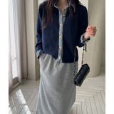 ネイビー | ニット切り替えデニムシングルブレストジャケット | Ulysses