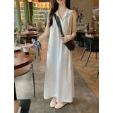 ホワイト | ボタンダウン袖なしワンピース | Ulysses