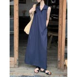 ネイビー | ボタンダウン袖なしワンピース | Ulysses