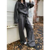 グレー | リボン長袖デニムジャケットワイドパンツセットアップ | Ulysses