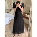 ブラック | リボンパフスリーブワンピース | Ulysses