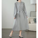 グレー | リボン長袖ワンピース | Ulysses