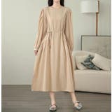 ベージュ | リボン長袖ワンピース | Ulysses