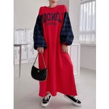 レッド | ランタンスリーブオーバーサイズロゴスウェットワンピース | Ulysses