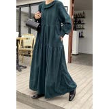 ダークグリーン | 長袖デカ襟コーデュロイワンピース | Ulysses