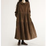 ブラウン | 長袖デカ襟コーデュロイワンピース | Ulysses