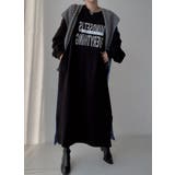 ブラック | 長袖オーバーサイズロゴスウェット切り替えデニムワンピース | Ulysses