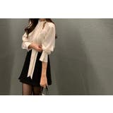 リボンノーカラーシャツトップス | Ulysses | 詳細画像3