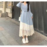 リボンVネック切り替えチュールワンピース | Ulysses | 詳細画像3