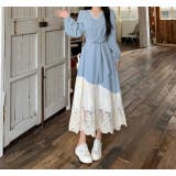 リボンVネック切り替えチュールワンピース | Ulysses | 詳細画像5