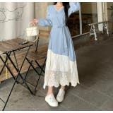 リボンVネック切り替えチュールワンピース | Ulysses | 詳細画像8