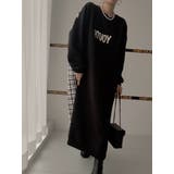 ブラック | スウェット切り替えチェック柄長袖ワンピース | Ulysses