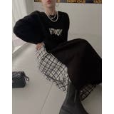 スウェット切り替えチェック柄長袖ワンピース | Ulysses | 詳細画像6 