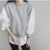 グレー | レイヤード風長袖トップス | Ulysses