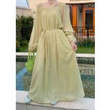 ライトイエロー | リボン長袖ロングワンピース | Ulysses