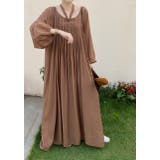 ブラウン | リボン長袖ロングワンピース | Ulysses