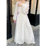 ホワイト | リボン長袖ロングワンピース | Ulysses